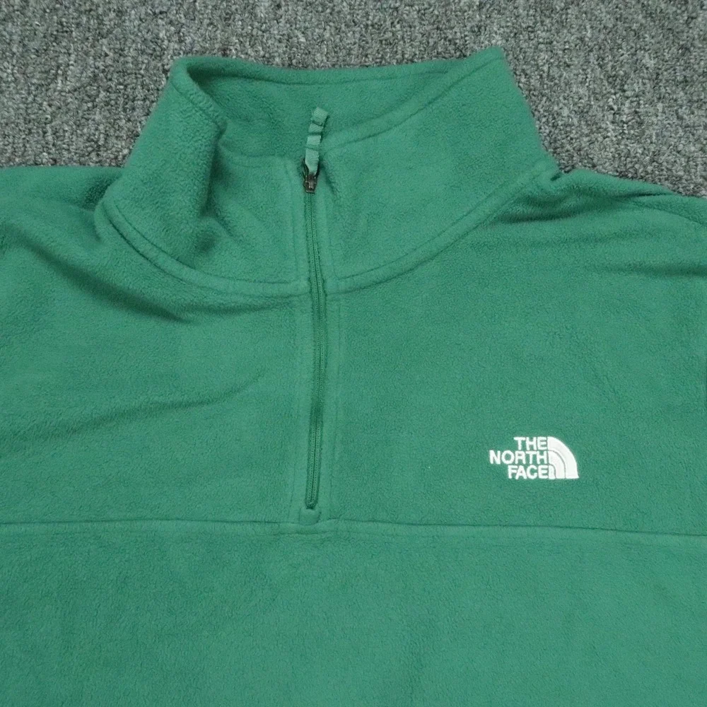 The North Face Sweater Mens Large Green Quarter Zip Mock Neck Pullover *